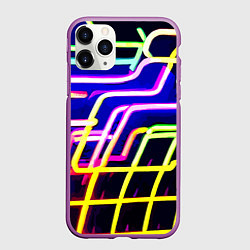 Чехол iPhone 11 Pro матовый Авангардный неоновый паттерн, цвет: 3D-фиолетовый