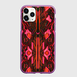 Чехол iPhone 11 Pro матовый Киберпанк неоновая броня красная, цвет: 3D-фиолетовый