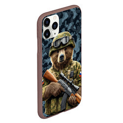 Чехол iPhone 11 Pro матовый Снайпер русский медведь, цвет: 3D-коричневый — фото 2