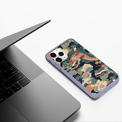 Чехол iPhone 11 Pro матовый Дракон с усами, цвет: 3D-светло-сиреневый — фото 2