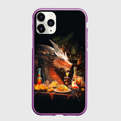 Чехол iPhone 11 Pro матовый Дракон - 2024 год, цвет: 3D-фиолетовый