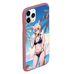 Чехол iPhone 11 Pro матовый Дзета в купальнике, цвет: 3D-малиновый — фото 2