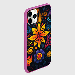 Чехол iPhone 11 Pro матовый Растительный узор в латино-американском стиле, цвет: 3D-фиолетовый — фото 2