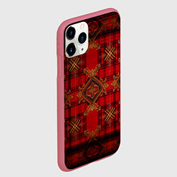 Чехол iPhone 11 Pro матовый Красная шотландская клетка royal stewart, цвет: 3D-малиновый — фото 2