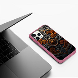 Чехол iPhone 11 Pro матовый Орнамент в викингском стиле, цвет: 3D-малиновый — фото 2