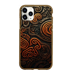 Чехол iPhone 11 Pro матовый Асимметричный паттерн в викингском стиле, цвет: 3D-коричневый