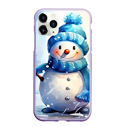 Чехол iPhone 11 Pro матовый Большой снеговик, цвет: 3D-светло-сиреневый