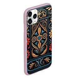 Чехол iPhone 11 Pro матовый Узор с растительными элементами в славянском стиле, цвет: 3D-розовый — фото 2