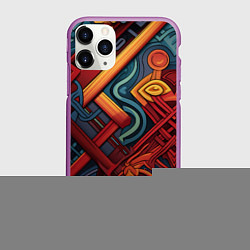 Чехол iPhone 11 Pro матовый Абстрактный узор в этническом стиле, цвет: 3D-фиолетовый