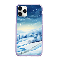 Чехол iPhone 11 Pro матовый Новогодняя опушка, цвет: 3D-светло-сиреневый