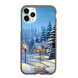Чехол iPhone 11 Pro матовый Новогодний зимний городок