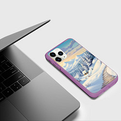 Чехол iPhone 11 Pro матовый Новогодний светлый день, цвет: 3D-фиолетовый — фото 2