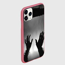 Чехол iPhone 11 Pro матовый Руки зомби в ночном тумане, цвет: 3D-малиновый — фото 2