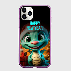 Чехол iPhone 11 Pro матовый Happy new year green dragon