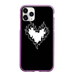 Чехол iPhone 11 Pro матовый Burning heart, цвет: 3D-фиолетовый