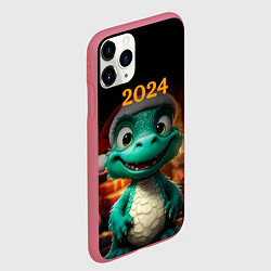 Чехол iPhone 11 Pro матовый Зеленый дракон 2024, цвет: 3D-малиновый — фото 2