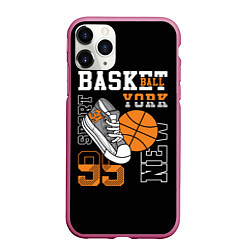 Чехол iPhone 11 Pro матовый Basketball New York, цвет: 3D-малиновый