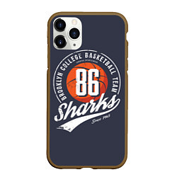 Чехол iPhone 11 Pro матовый Basketball sharks, цвет: 3D-коричневый