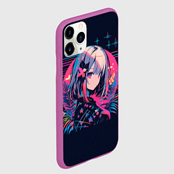 Чехол iPhone 11 Pro матовый Розовый цветок на восходе, цвет: 3D-фиолетовый — фото 2