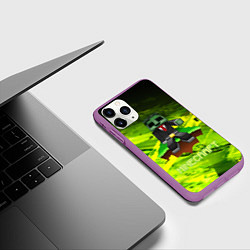 Чехол iPhone 11 Pro матовый Крипер майнкрафт гейм, цвет: 3D-фиолетовый — фото 2