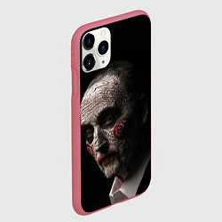 Чехол iPhone 11 Pro матовый Джон Крамер пила в гриме куклы, цвет: 3D-малиновый — фото 2