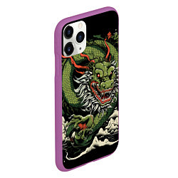 Чехол iPhone 11 Pro матовый Символ года зеленый дракон, цвет: 3D-фиолетовый — фото 2