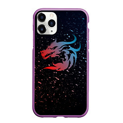 Чехол iPhone 11 Pro матовый Дракон млечный путь, цвет: 3D-фиолетовый