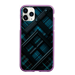 Чехол iPhone 11 Pro матовый Тёмно-синяя диагональная клетка в шотландском стил, цвет: 3D-фиолетовый