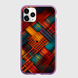 Чехол iPhone 11 Pro матовый Разноцветная клетка в шотландском стиле, цвет: 3D-фиолетовый