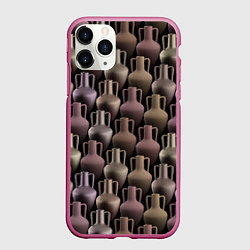 Чехол iPhone 11 Pro матовый Разноцветные амфоры, цвет: 3D-малиновый