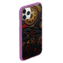 Чехол iPhone 11 Pro матовый Абстрактный узор в славянской стилистике, цвет: 3D-фиолетовый — фото 2