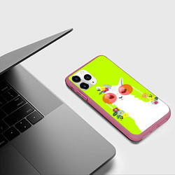 Чехол iPhone 11 Pro матовый Лама - альпака в розовых очках, цвет: 3D-малиновый — фото 2