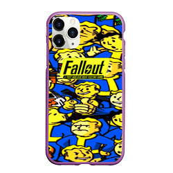 Чехол iPhone 11 Pro матовый Fallout logo game, цвет: 3D-фиолетовый