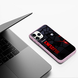 Чехол iPhone 11 Pro матовый Suzuki - плиты с эффектом свечения, цвет: 3D-розовый — фото 2