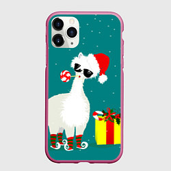 Чехол iPhone 11 Pro матовый Лама - альпака с подарком, цвет: 3D-малиновый