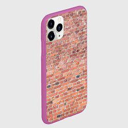 Чехол iPhone 11 Pro матовый Кирпичная стена узор, цвет: 3D-фиолетовый — фото 2
