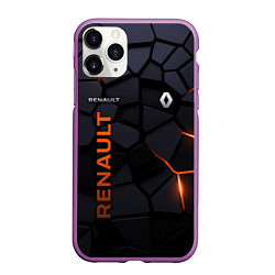 Чехол iPhone 11 Pro матовый Renault - плиты с эффектом свечения, цвет: 3D-фиолетовый