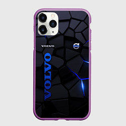 Чехол iPhone 11 Pro матовый Volvo - плиты с эффектом свечения, цвет: 3D-фиолетовый