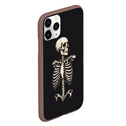 Чехол iPhone 11 Pro матовый Скелет улыбается, цвет: 3D-коричневый — фото 2