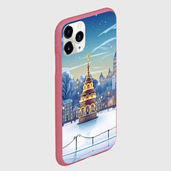 Чехол iPhone 11 Pro матовый Новогодняя погода, цвет: 3D-малиновый — фото 2