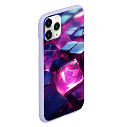 Чехол iPhone 11 Pro матовый Фиолетовые прозрачные кубики, цвет: 3D-светло-сиреневый — фото 2