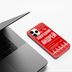 Чехол iPhone 11 Pro матовый Новогодний Андрей: свитер с оленями, цвет: 3D-красный — фото 2