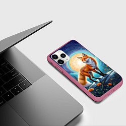 Чехол iPhone 11 Pro матовый Мистическая лиса тотем лисы, цвет: 3D-малиновый — фото 2