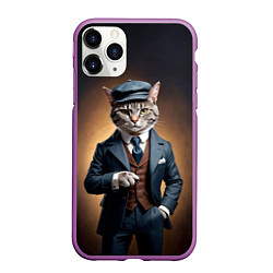 Чехол iPhone 11 Pro матовый Кот в стиле Томаса Шелби - Острые козырьки, цвет: 3D-фиолетовый
