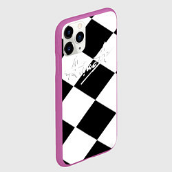 Чехол iPhone 11 Pro матовый Алиса шахматная клетка, цвет: 3D-фиолетовый — фото 2