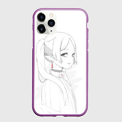 Чехол iPhone 11 Pro матовый Фрирен - карандашный набросок, цвет: 3D-фиолетовый