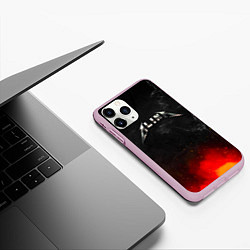 Чехол iPhone 11 Pro матовый Алина в стиле Металлики - искры и огонь, цвет: 3D-розовый — фото 2