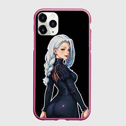 Чехол iPhone 11 Pro матовый Мей Мей в платье, цвет: 3D-малиновый