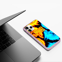 Чехол iPhone 11 Pro матовый PUBG dgragon flame steel, цвет: 3D-розовый — фото 2