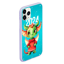 Чехол iPhone 11 Pro матовый Милый маленький дракон 2024, цвет: 3D-светло-сиреневый — фото 2